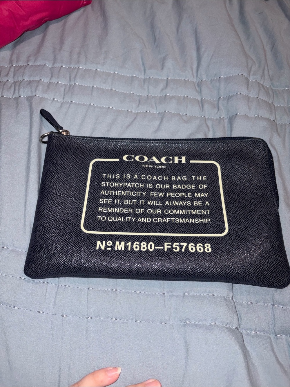 Coach Black Leather large Zip Pouch - COACH